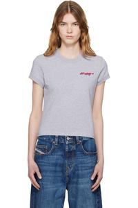 Off-White Серая облегающая футболка кремового цвета