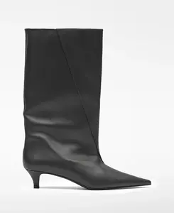 Кожаный сапоги с широкой голенью Adolfo Dominguez, черный