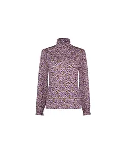 Воздушный топ с воротником стойкой и рукавами фонариками Fabienne Chapot, мультиколор