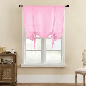 Однотонные короткие шторы, римская штора в деревенском стиле для балкона, спальни, гостиной, кухни, цвет: розовый, размер: 80x120 см DQQ