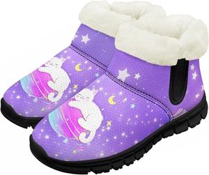 Детские зимние сапоги теплые водонепроницаемые снежные сапожки с меховой подкладкой для мальчиков и девочек, малыш/маленький ребенок/старший ребенок Pzuqiu, Cute Cat