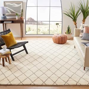 Ковер SAFAVIEH, 275 x 366 см, Loft Collection, Creme & Brown, ручной вязки из шерсти, идеален для помещений с высокой проходимостью в гостиной, спальне (LFT124A)