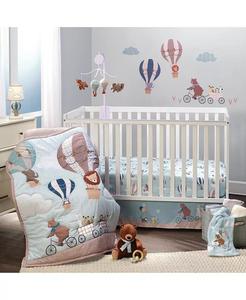 Комплект постельного белья Up Up & Away из 3 предметов для кроватки с изображением животных/воздушного шара Bedtime Originals, синий