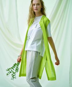 Длинный вязаный жилет из смеси льна