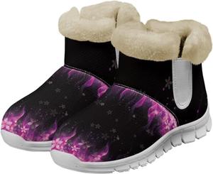 Зимние ботинки до щиколотки chaqlin Cherry Blossom Snow для женщин с плоским каблуком, противоскользящие, легкие, с флисовым мехом, повседневные для улицы и походов, Pink Fire Cherry Blossom