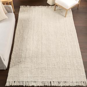 Ковер nuLOOM, 229 x 321 см, Daniela Jute Tassel Hand Woven, Off White, сплошной дизайн в деревенском стиле, натуральное волокно, для спальни, столовой, гостиной, прихожей, офиса, входной зоны