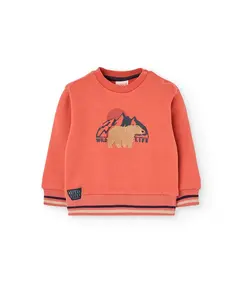 Детская толстовка с рисунком на передней части и круглым вырезом Boboli, оранжевый