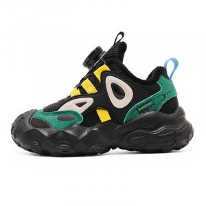 Термические легкие амортизирующие износостойкие детские повседневные кроссовки Kids' BOBDOG, черный/зеленый