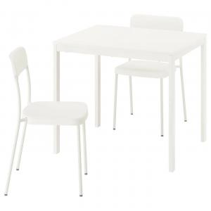 Стол и 2 стула VIHALS/VIHALS IKEA, 84/120x74 см, белый