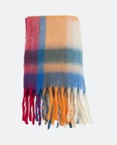 Прямоугольный шарф из шерсти в полоску и клетку Kbas, синий