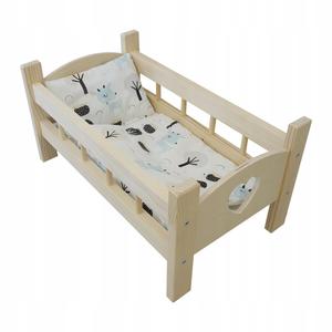 Деревянная Кроватка, Гравировка Сердца, Постельное Белое Лесное Drewniane Wyroby