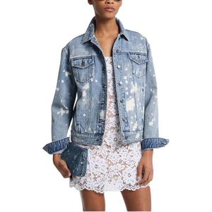 MICHAEL KORS Джинсовая куртка в стиле тракер с ручной росписью, Light Blue