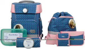 Школьная сумка SCHOOL-MOOD "Чемпион, Мила (лошадь)", световозвращающие поверхности, из переработанного материала, цвет Mila