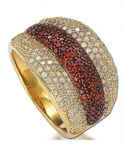 Кольцо Suzy Levian из стерлингового серебра с кубическим цирконием, три ряда бриллиантов Suzy Levian New York, Red