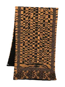 Шарф с кружевными вставками и тигровым принтом Pierre-Louis Mascia, желтый