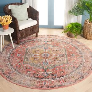Ковер SAFAVIEH, 201 x 201 см, коллекции Cornelia - круглый, цвет Rust, восточный дизайн, не линяет и прост в уходе, идеален для помещений с высокой проходимостью: гостиная, спальня, столовая (CRN208P-7R)