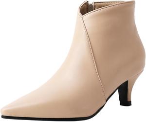 Ботильоны DINTAHA с острым носком, женские праздничные сапоги на низком каблуке, металлические сапоги на каблуке-шпильке для женщин, A-Beige