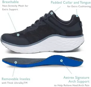 Мужские ортопедические кроссовки Aetrex Chase с поддержкой свода стопы - облегчение при подошвенном фасците, комфортная сетка, регулируемые шнурки, серый