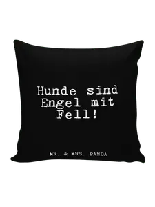 Подушка Mr & Mrs Panda 40x40 Hunde sind Engel mit, черный