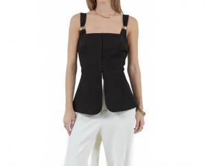 WHITEROOM+CACTUS Корсетный топ с металлической отделкой, черный