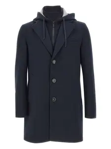 Пальто на пуговицах с капюшоном Manuel Ritz, синий