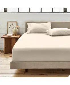 Простыня на резинке из перкаля Bare Home, sand