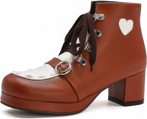 Женская мода: массивные ботильоны на высоком каблуке с платформой, шнуровкой и пряжкой, короткие ботинки, обувь для косплея, Лолита, принцесса LYYSKY, Brown