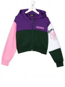 Худи в стиле колор-блок на молнии Dsquared2 Kids, фиолетовый