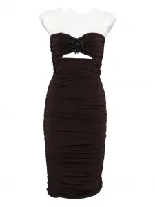 Платье миди без бретелек с декором Amen, коричневый