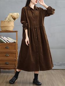 Вельветовое платье-рубашка. Женское платье Doux Belle, цвет Brown