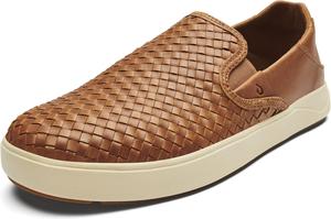 Мужские плетеные кожаные туфли OLUKAI Lae'ahi Lauhala, кожаные кроссовки на каждый день, легкая носка, комфорт на весь день, Fox/Fox