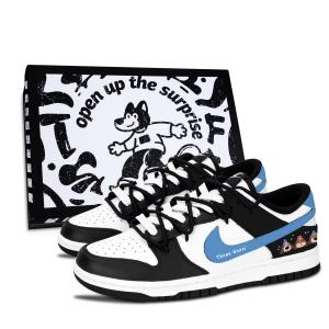 Nike Dunk Black White, Three Dogs Fun Illustration Slip Resistant Abrasion Resistant Lightweight Cushioning Low top