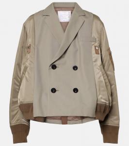 Двубортная курка-бомбер Sacai, Taupe
