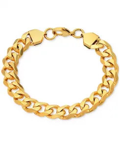 Мужской браслет с кубинскими звеньями золотистого цвета Steeltime, gold