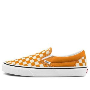 Кроссовки checkerboard classic slip-on sneakers yellow/white Vans, желтый