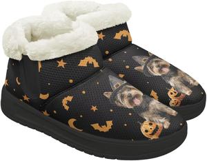 Женские и мужские зимние ботинки Forchrinse на Хэллоуин с меховой подкладкой, модные теплые ботильоны, Halloween Dog Pumpkin