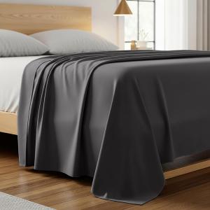 Mellanni Простыня, коллекция Iconic, 97х203 см, 1 шт., серая, роскошная, очень мягкая, охлаждающая, устойчивая к смятию, выцветанию и пятнам.