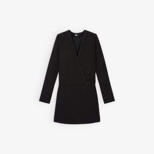 Двубортное мини-платье-блейзер из эластичной ткани со складками The Kooples, цвет bla01