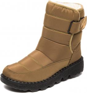 Женские зимние ботинки PURCHAWEE с искусственным мехом, водонепроницаемые, противоскользящие, с хорошей поддержкой свода стопы, на платформе, ботильоны без шнурков, Yellow