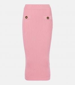 Юбка миди из ребристой ткани Balmain, Rose