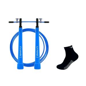 Скакалка для скоростных тренировок материал троса pvc стальной трос, материал рукоятки pvc для учеников LINING, черный