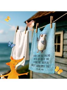 Mr. & Mrs. Panda Полотенце для душа с изображением пингвина и надписью, ледяного синего цвета