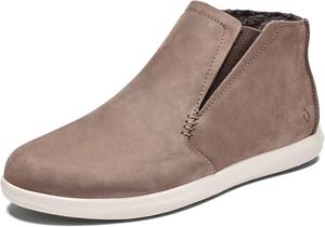 Женские ботильоны OLUKAI Hawai'iloa Manu Hope, мягкие и удобные, водонепроницаемая кожа полного зерна, эластичные вставки для индивидуальной посадки и подошвы из резины с хорошим сцеплением с мокрой поверхностью, Taupe Grey/Off White