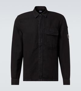 Рубашка из хлопка и льна Lens C.P. Company, черный