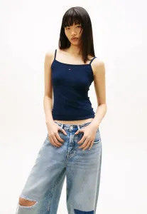 Топ с вышивкой флага на тонких бретелях Tommy Jeans, Dark Night Navy