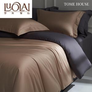 LUOLAI HOME Комплект постельного белья 4 предмета, простыня на резинке 180 см, пододеяльник 220x240 см, цвет шампанское и серый