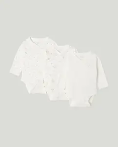 Набор из трех боди с длинным рукавом для малышей с принтом Cotton Juice, розовый