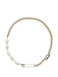 Колье с жемчугом и декором в виде булавки Labelled Jewellery, золотой