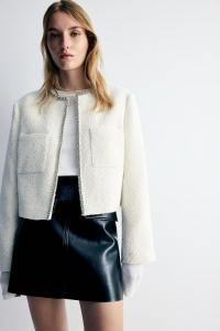 Жакет букле украшенный стразами H&M, белый