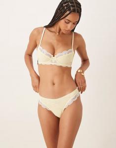 Кружевные стринги Arabella цвета лимончелло Kat The Label